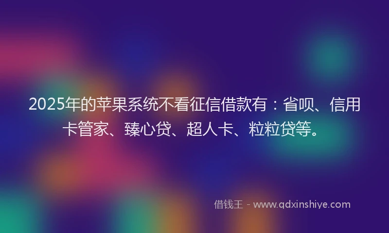 2025年的苹果系统不看征信借款有：省呗、信用卡管家、臻心贷、超人卡、粒粒贷等。