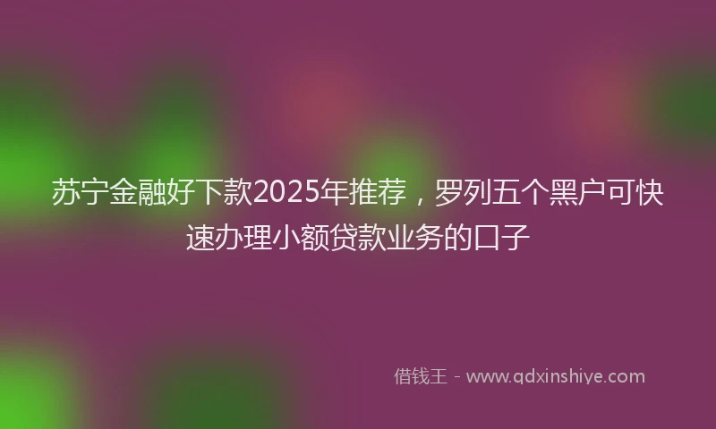苏宁金融好下款2025年推荐，罗列五个黑户可快速办理小额贷款业务的口子