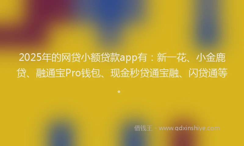 2025年的网贷小额贷款app有：新一花、小金鹿贷、融通宝Pro钱包、现金秒贷通宝融、闪贷通等。