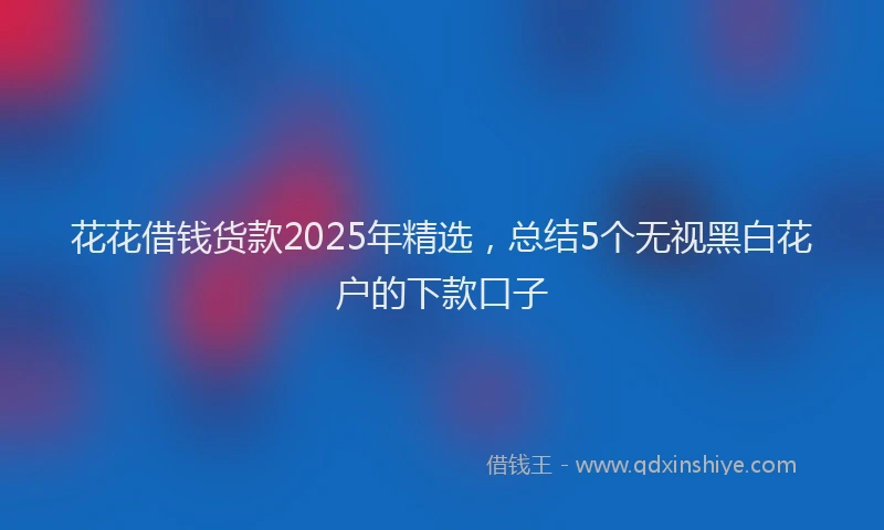 花花借钱货款2025年精选，总结5个无视黑白花户的下款口子