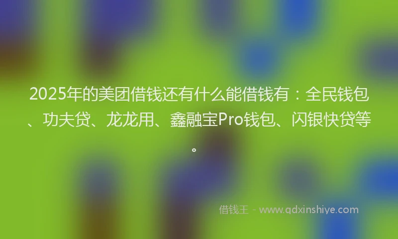 2025年的美团借钱还有什么能借钱有：全民钱包、功夫贷、龙龙用、鑫融宝Pro钱包、闪银快贷等。