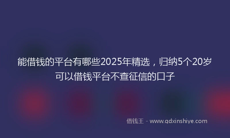 能借钱的平台有哪些2025年精选，归纳5个20岁可以借钱平台不查征信的口子