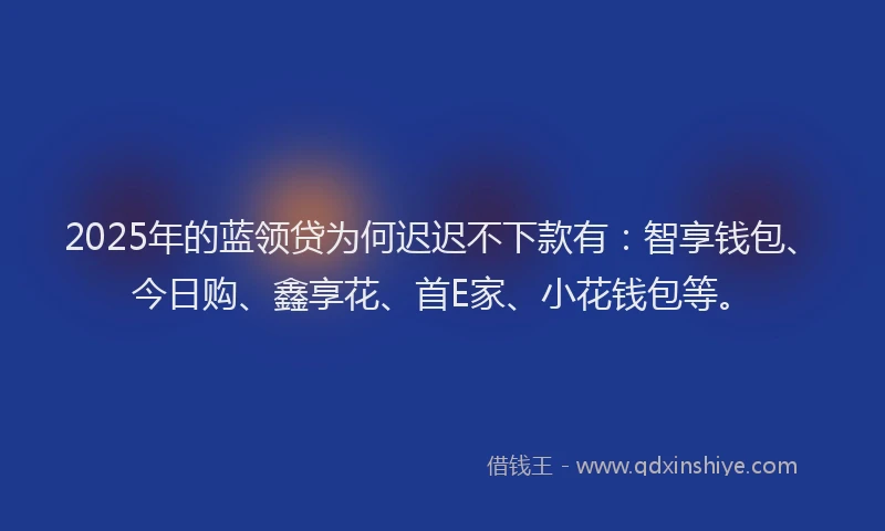 2025年的蓝领贷为何迟迟不下款有：智享钱包、今日购、鑫享花、首E家、小花钱包等。