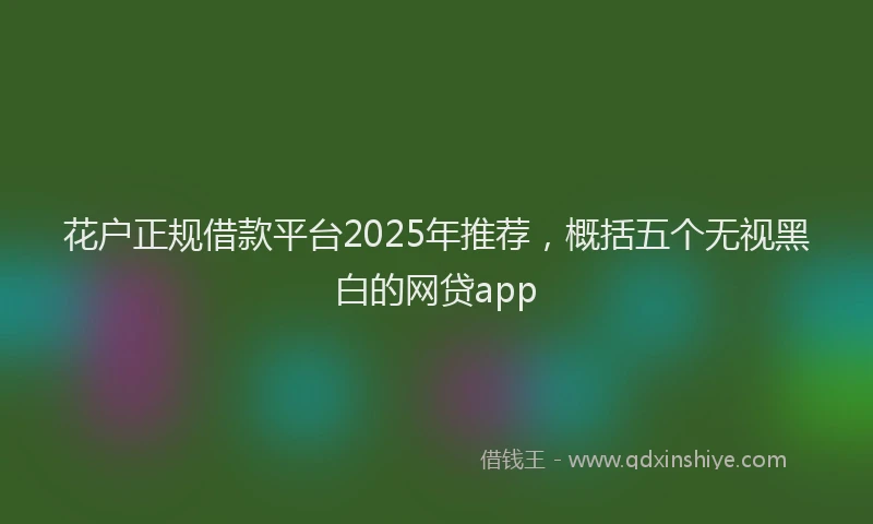 花户正规借款平台2025年推荐，概括五个无视黑白的网贷app