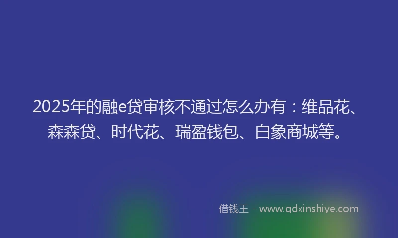 2025年的融e贷审核不通过怎么办有：维品花、森森贷、时代花、瑞盈钱包、白象商城等。