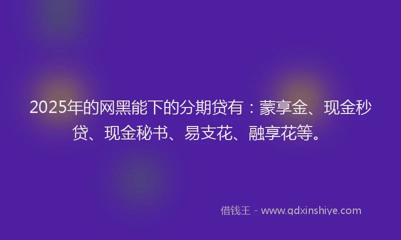 2025年的网黑能下的分期贷有：蒙享金、现金秒贷、现金秘书、易支花、融享花等。