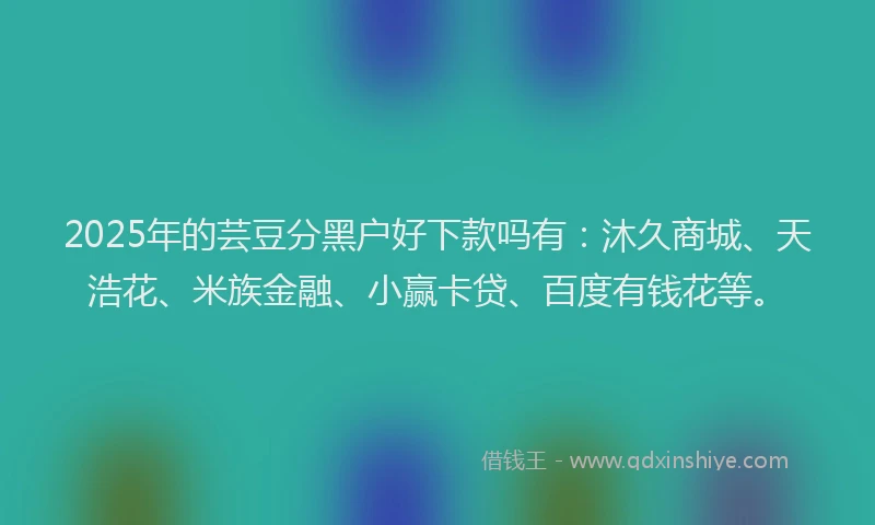 2025年的芸豆分黑户好下款吗有：沐久商城、天浩花、米族金融、小赢卡贷、百度有钱花等。