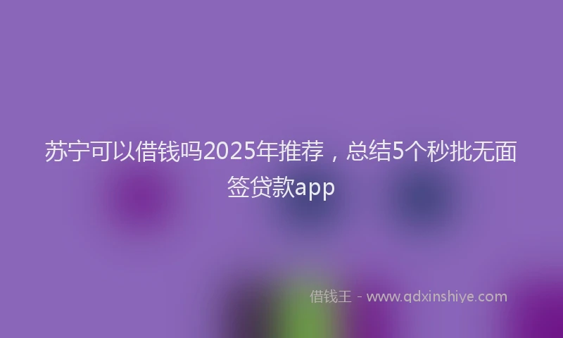 苏宁可以借钱吗2025年推荐，总结5个秒批无面签贷款app