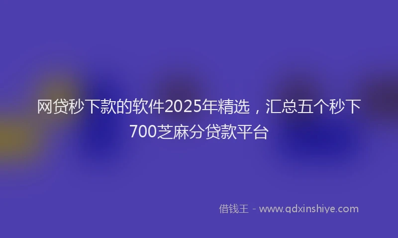 网贷秒下款的软件2025年精选，汇总五个秒下700芝麻分贷款平台