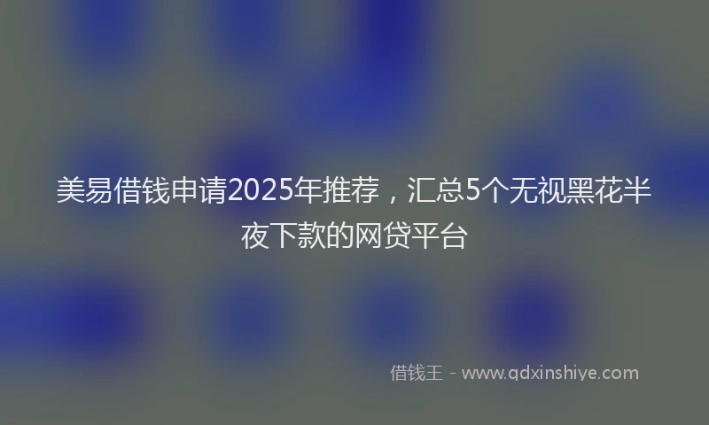 美易借钱申请2025年推荐，汇总5个无视黑花半夜下款的网贷平台
