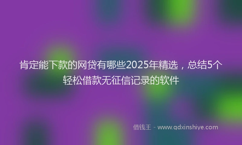肯定能下款的网贷有哪些2025年精选，总结5个轻松借款无征信记录的软件