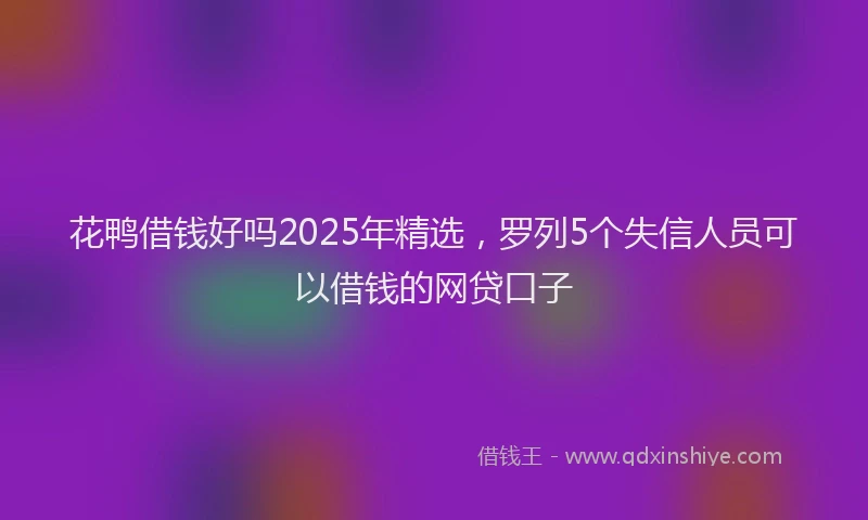 花鸭借钱好吗2025年精选，罗列5个失信人员可以借钱的网贷口子
