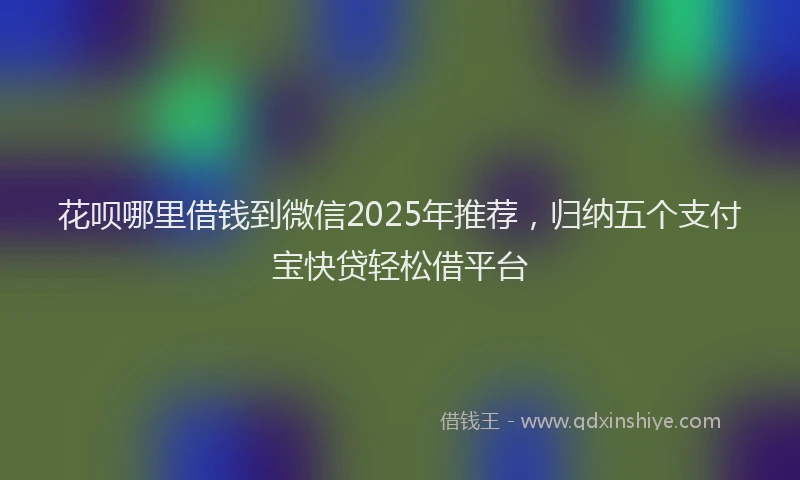 花呗哪里借钱到微信2025年推荐，归纳五个支付宝快贷轻松借平台