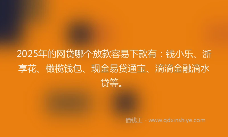 2025年的网贷哪个放款容易下款有：钱小乐、浙享花、橄榄钱包、现金易贷通宝、滴滴金融滴水贷等。