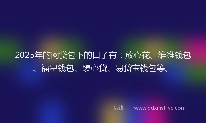 2025年的网贷包下的口子有：放心花、维维钱包、福星钱包、臻心贷、易贷宝钱包等。