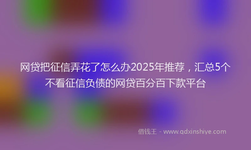 网贷把征信弄花了怎么办2025年推荐，汇总5个不看征信负债的网贷百分百下款平台