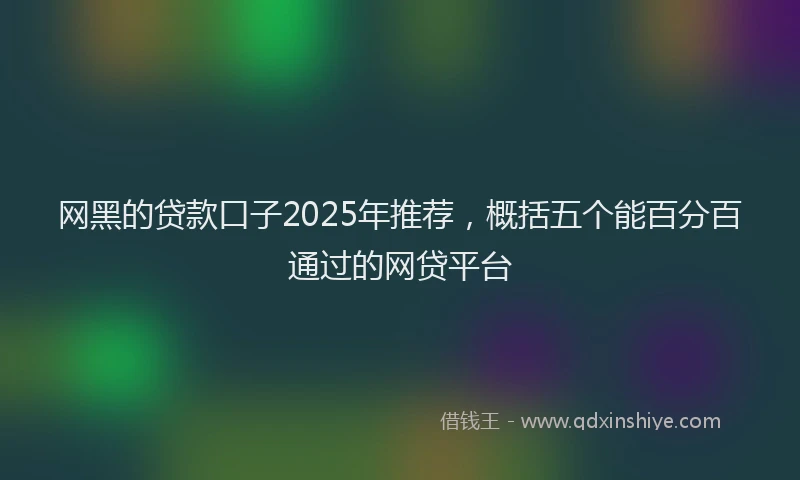 网黑的贷款口子2025年推荐，概括五个能百分百通过的网贷平台