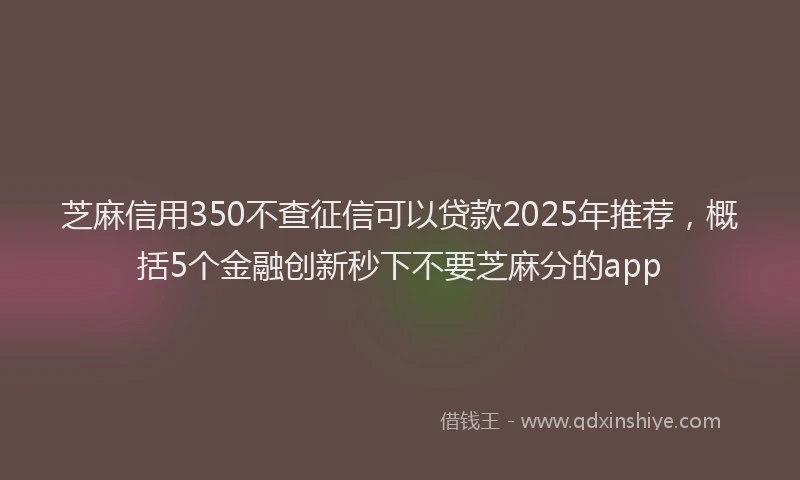芝麻信用350不查征信可以贷款2025年推荐，概括5个金融创新秒下不要芝麻分的app