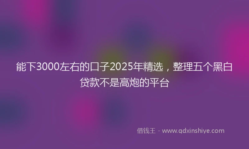 能下3000左右的口子2025年精选，整理五个黑白贷款不是高炮的平台