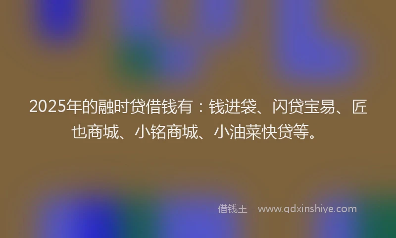 2025年的融时贷借钱有：钱进袋、闪贷宝易、匠也商城、小铭商城、小油菜快贷等。
