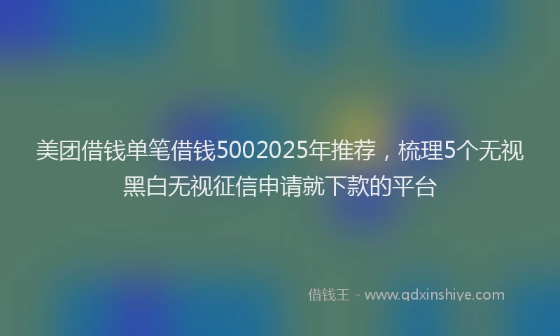 美团借钱单笔借钱5002025年推荐，梳理5个无视黑白无视征信申请就下款的平台
