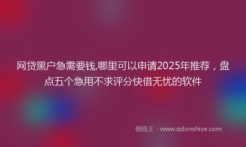 网贷黑户急需要钱,哪里可以申请2025年推荐，盘点五个急用不求评分快借无忧的软件