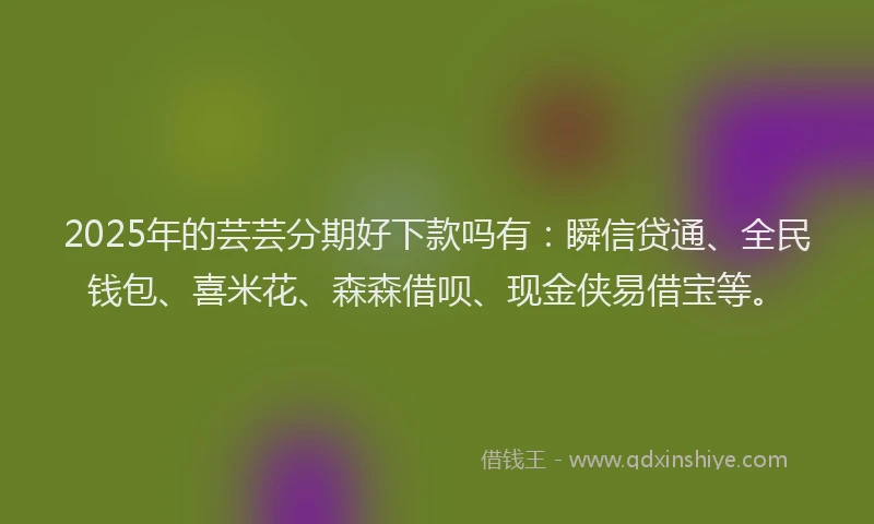 2025年的芸芸分期好下款吗有：瞬信贷通、全民钱包、喜米花、森森借呗、现金侠易借宝等。