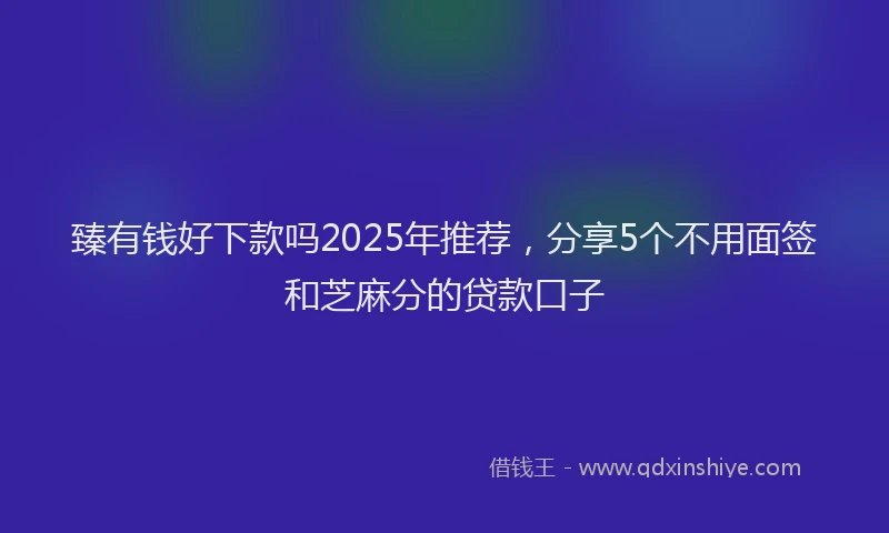 臻有钱好下款吗2025年推荐，分享5个不用面签和芝麻分的贷款口子