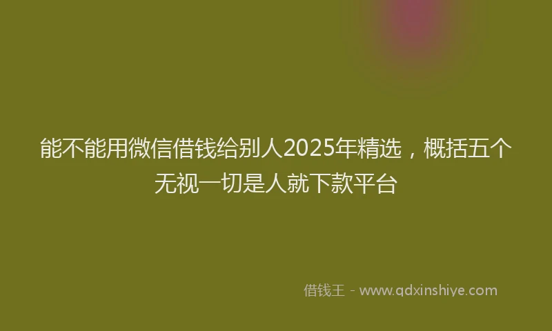 能不能用微信借钱给别人2025年精选，概括五个无视一切是人就下款平台