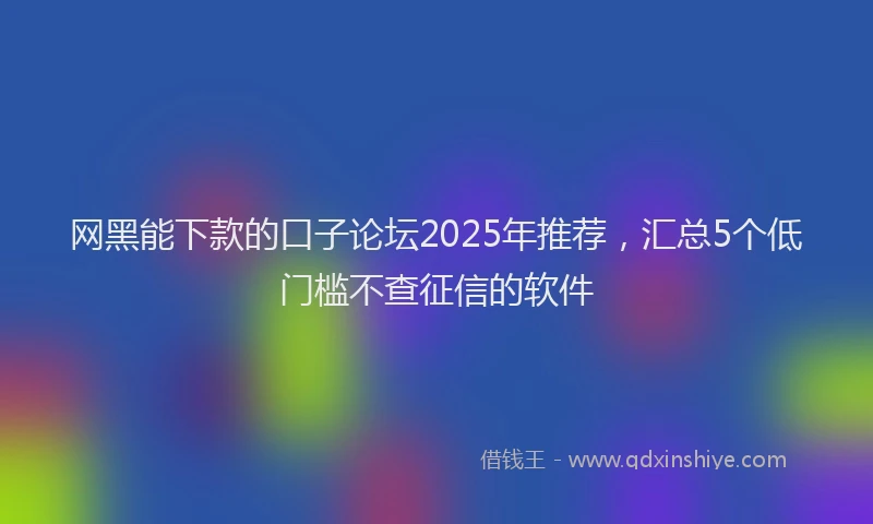 网黑能下款的口子论坛2025年推荐，汇总5个低门槛不查征信的软件