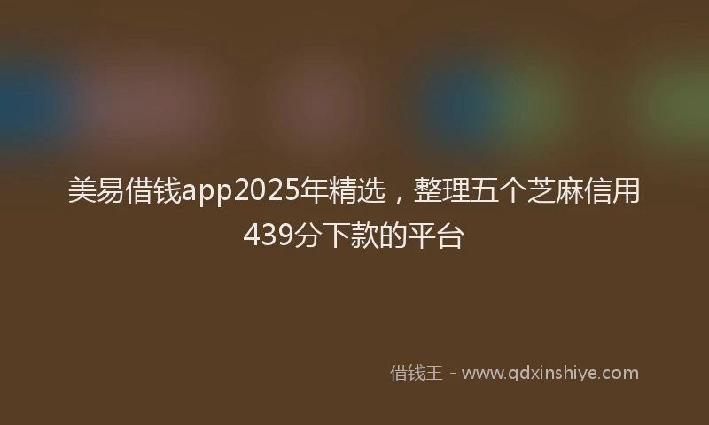 美易借钱app2025年精选，整理五个芝麻信用439分下款的平台