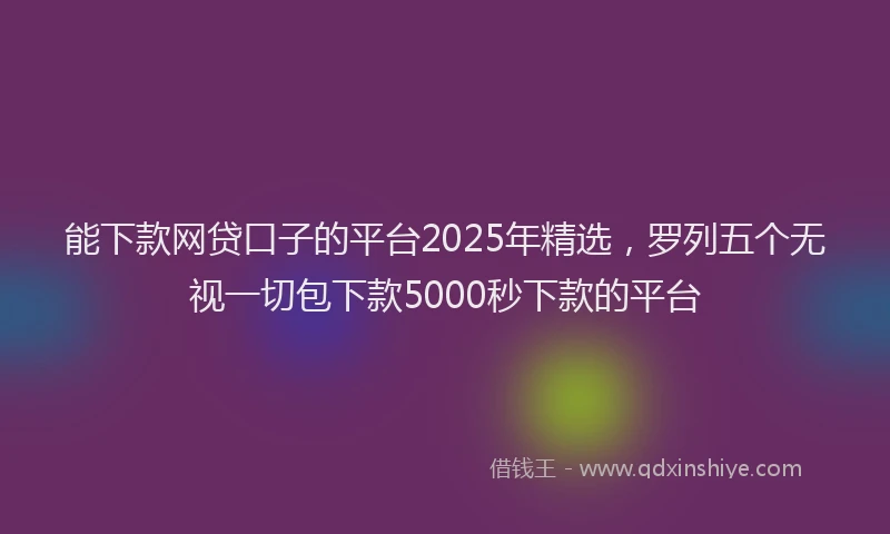 能下款网贷口子的平台2025年精选，罗列五个无视一切包下款5000秒下款的平台