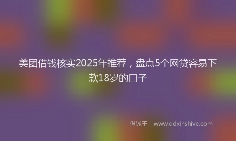 美团借钱核实2025年推荐，盘点5个网贷容易下款18岁的口子
