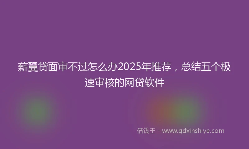 薪翼贷面审不过怎么办2025年推荐，总结五个极速审核的网贷软件