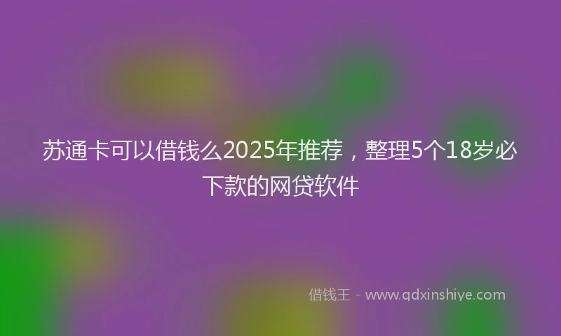 苏通卡可以借钱么2025年推荐，整理5个18岁必下款的网贷软件