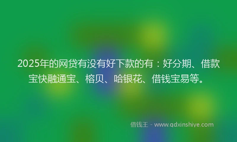 2025年的网贷有没有好下款的有：好分期、借款宝快融通宝、榕贝、哈银花、借钱宝易等。
