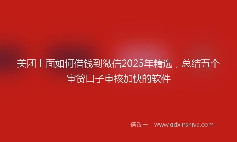 美团上面如何借钱到微信2025年精选，总结五个审贷口子审核加快的软件