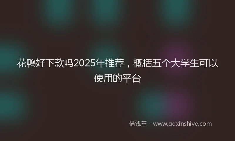 花鸭好下款吗2025年推荐，概括五个大学生可以使用的平台