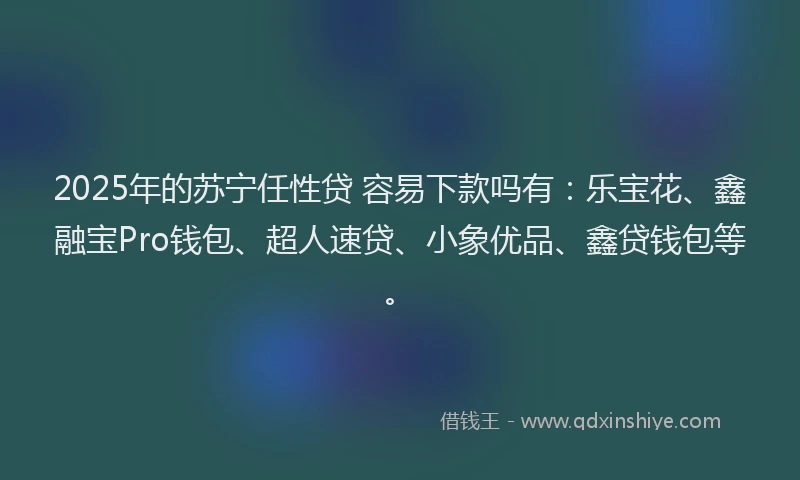 2025年的苏宁任性贷 容易下款吗有：乐宝花、鑫融宝Pro钱包、超人速贷、小象优品、鑫贷钱包等。