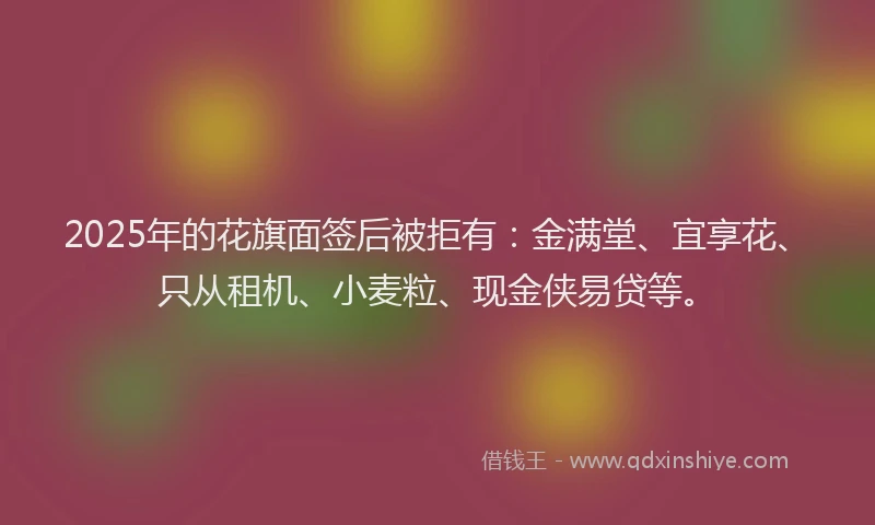 2025年的花旗面签后被拒有：金满堂、宜享花、只从租机、小麦粒、现金侠易贷等。