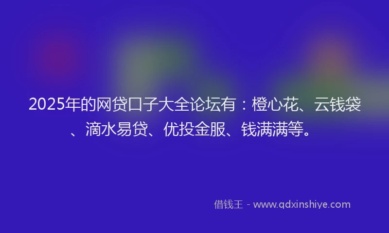 2025年的网贷口子大全论坛有：橙心花、云钱袋、滴水易贷、优投金服、钱满满等。