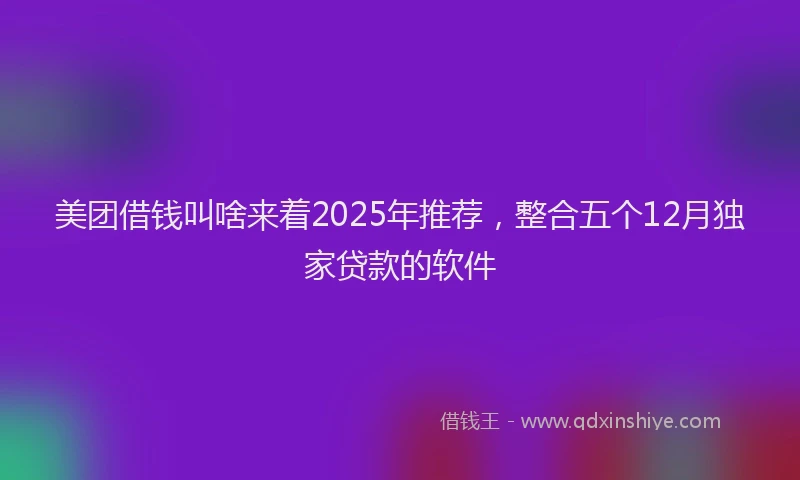 美团借钱叫啥来着2025年推荐，整合五个12月独家贷款的软件