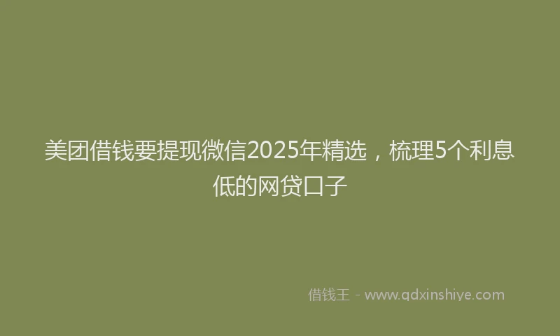 美团借钱要提现微信2025年精选，梳理5个利息低的网贷口子