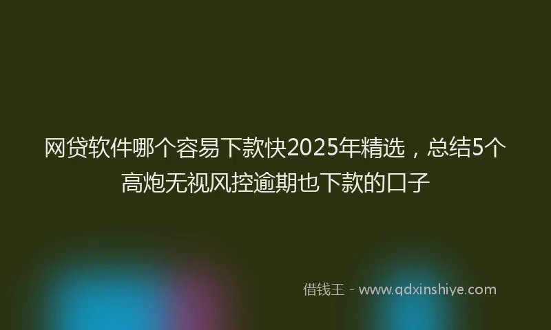 网贷软件哪个容易下款快2025年精选，总结5个高炮无视风控逾期也下款的口子