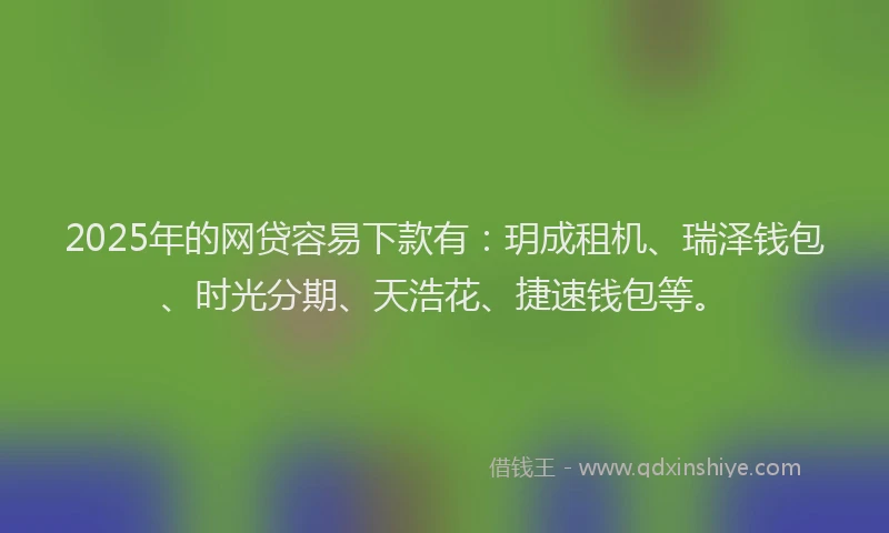 2025年的网贷容易下款有：玥成租机、瑞泽钱包、时光分期、天浩花、捷速钱包等。