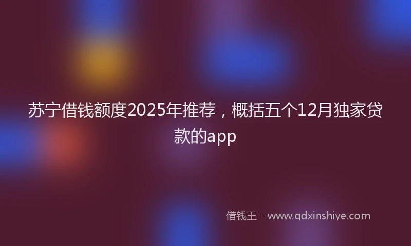苏宁借钱额度2025年推荐，概括五个12月独家贷款的app