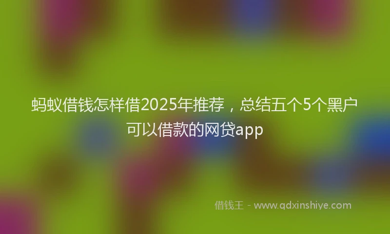 蚂蚁借钱怎样借2025年推荐，总结五个5个黑户可以借款的网贷app