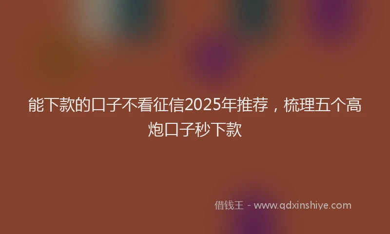 能下款的口子不看征信2025年推荐，梳理五个高炮口子秒下款