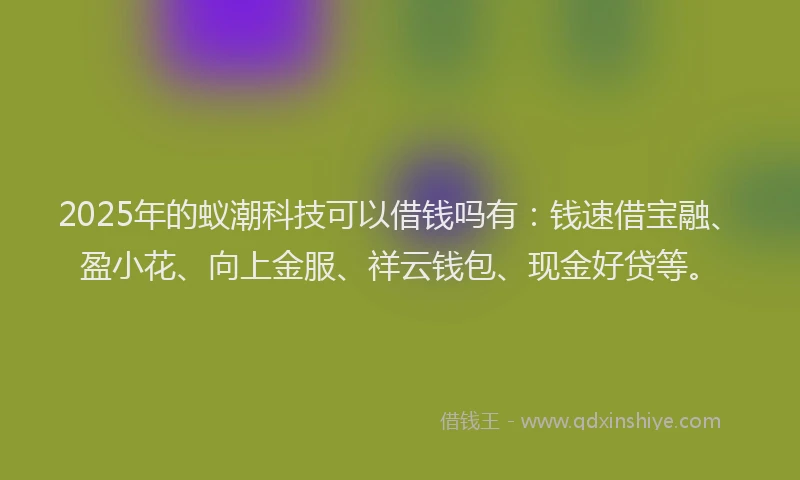 2025年的蚁潮科技可以借钱吗有：钱速借宝融、盈小花、向上金服、祥云钱包、现金好贷等。