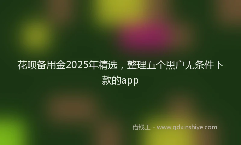 花呗备用金2025年精选，整理五个黑户无条件下款的app